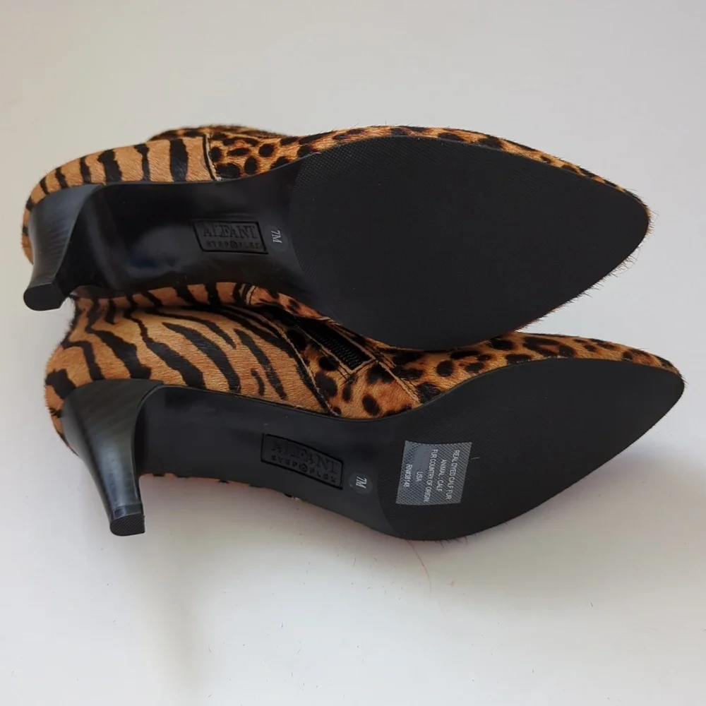 Alfani Dyed Calf Hair Harpper Bootie With Kitten Heel Size 7